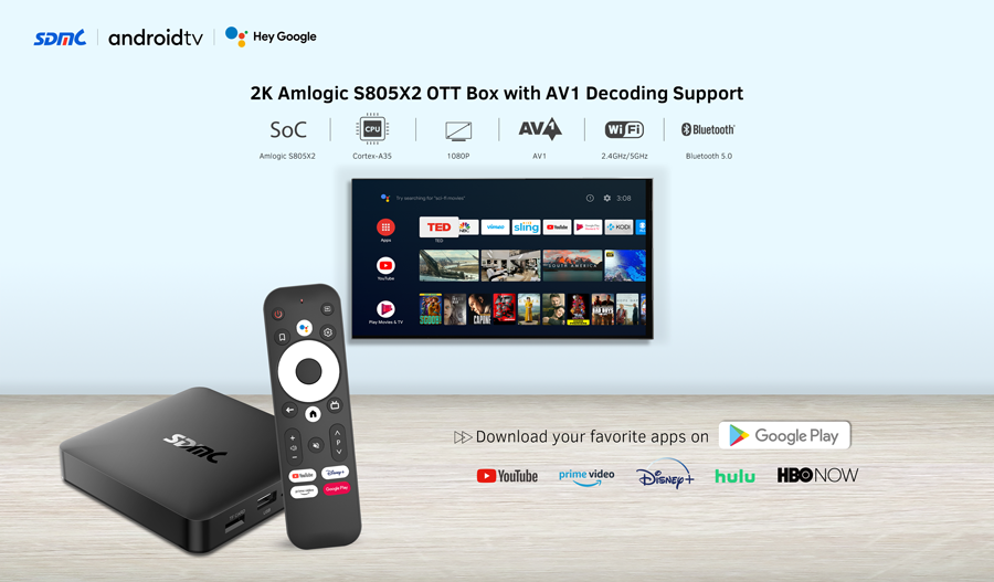  2K Amlogic S805X2 Android TV OTT Box with AV1 