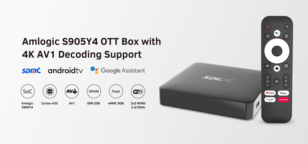 Amlogic S905Y4 AndroidTM TV Box with 4K AV1 Decoding and Wi-Fi 6 Support