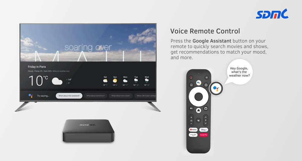 5 4K AV1 Android TV Box Google Assistant Voice Control