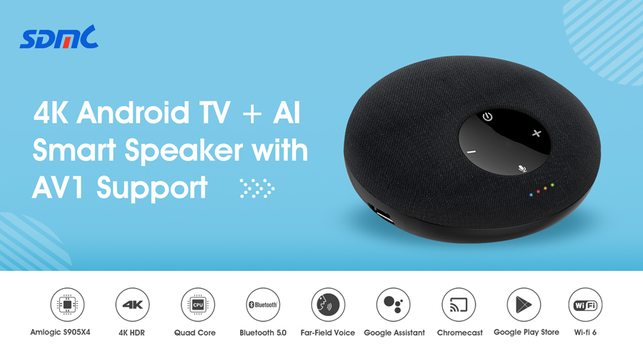 DS8956 4K AV1 Android TV™ Box & AI Smart Speaker 