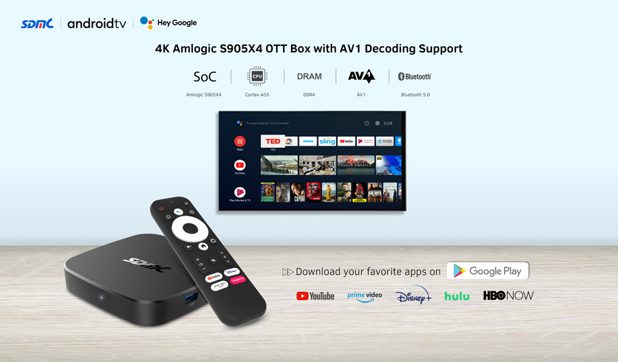 Amlogic S905X4 Android TV Smart Box Quad Core 64-bit Cortex-A55
