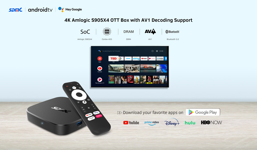 4K AV1 OTT Android TV Smart Box Amlogic S905X4 Supplier - SDMC