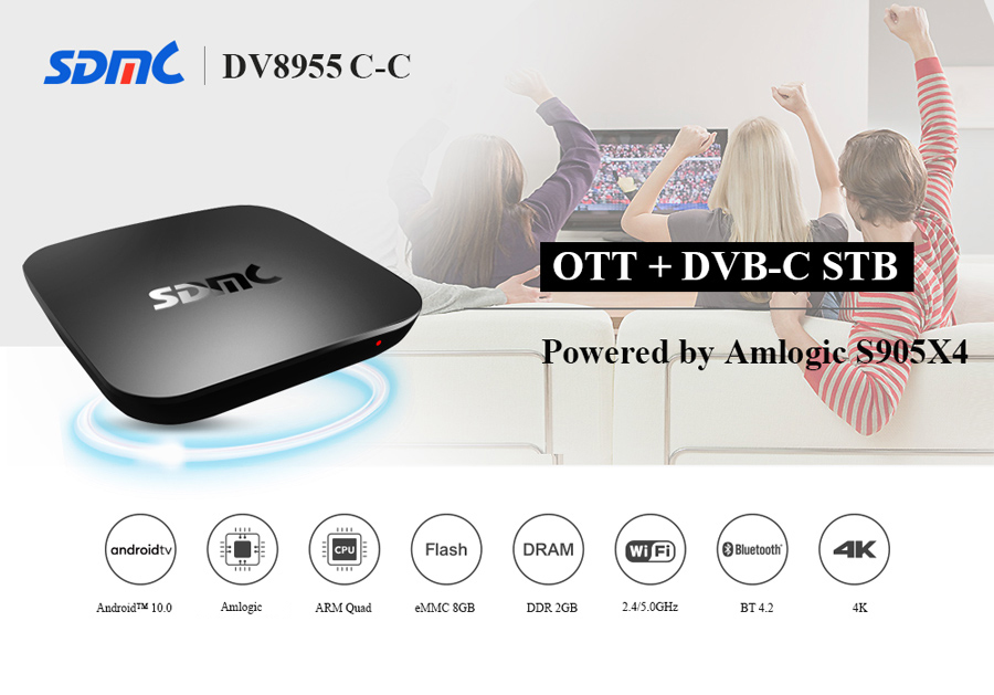 DV8955C-C 4K Android TV Hybrid Set-top Box with DVB-C Tuner