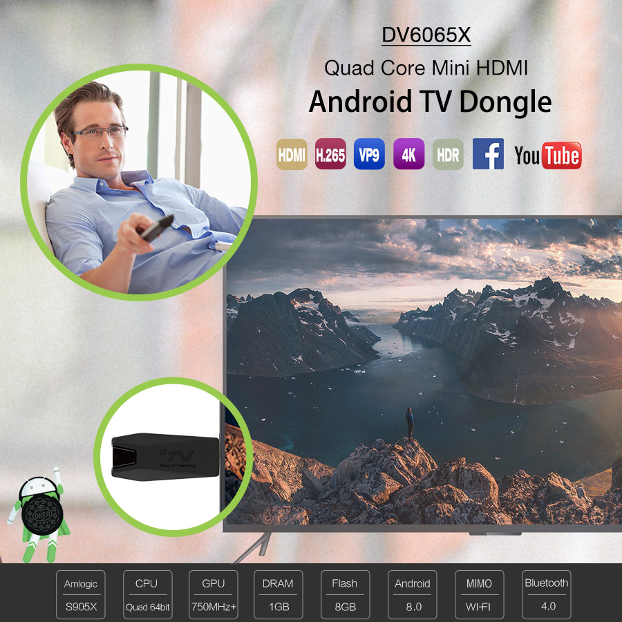 DV6065X Quad-core Android HDMI TV Steaming Stick 